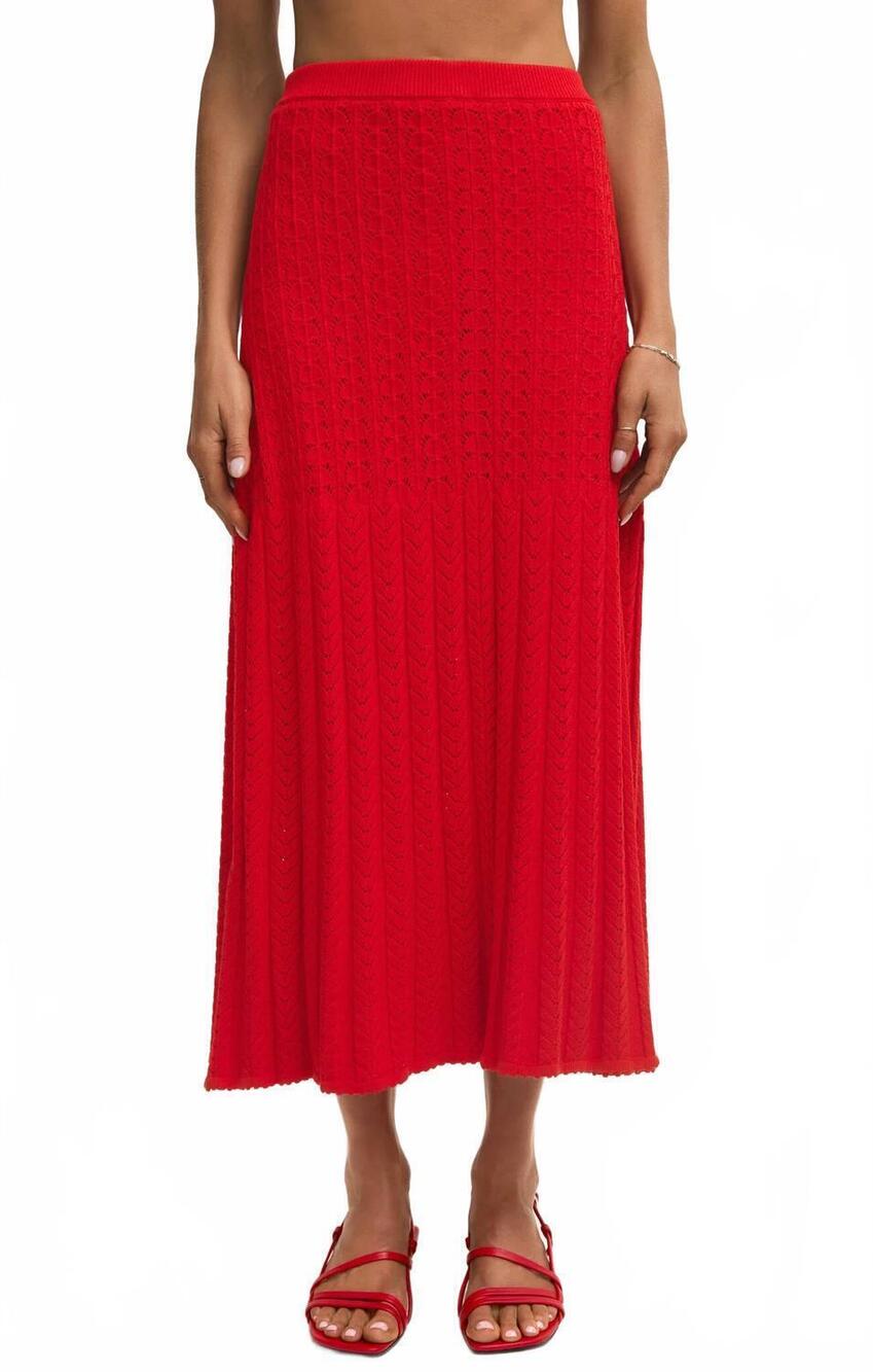 NEW Z SUPPLY women's lexa sweater skirt in kiss me red